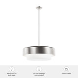 Hunter Station 4-Light Brushed Nickel Modern Frosted Glass Drum LED Large Hanging Pendant Light