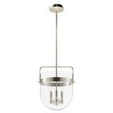 Hunter Karloff 3-Light Brushed Nickel Transitional Clear Glass Bell LED Medium Hanging Pendant Light