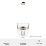 Hunter Karloff 3-Light Brushed Nickel Transitional Clear Glass Bell LED Medium Hanging Pendant Light
