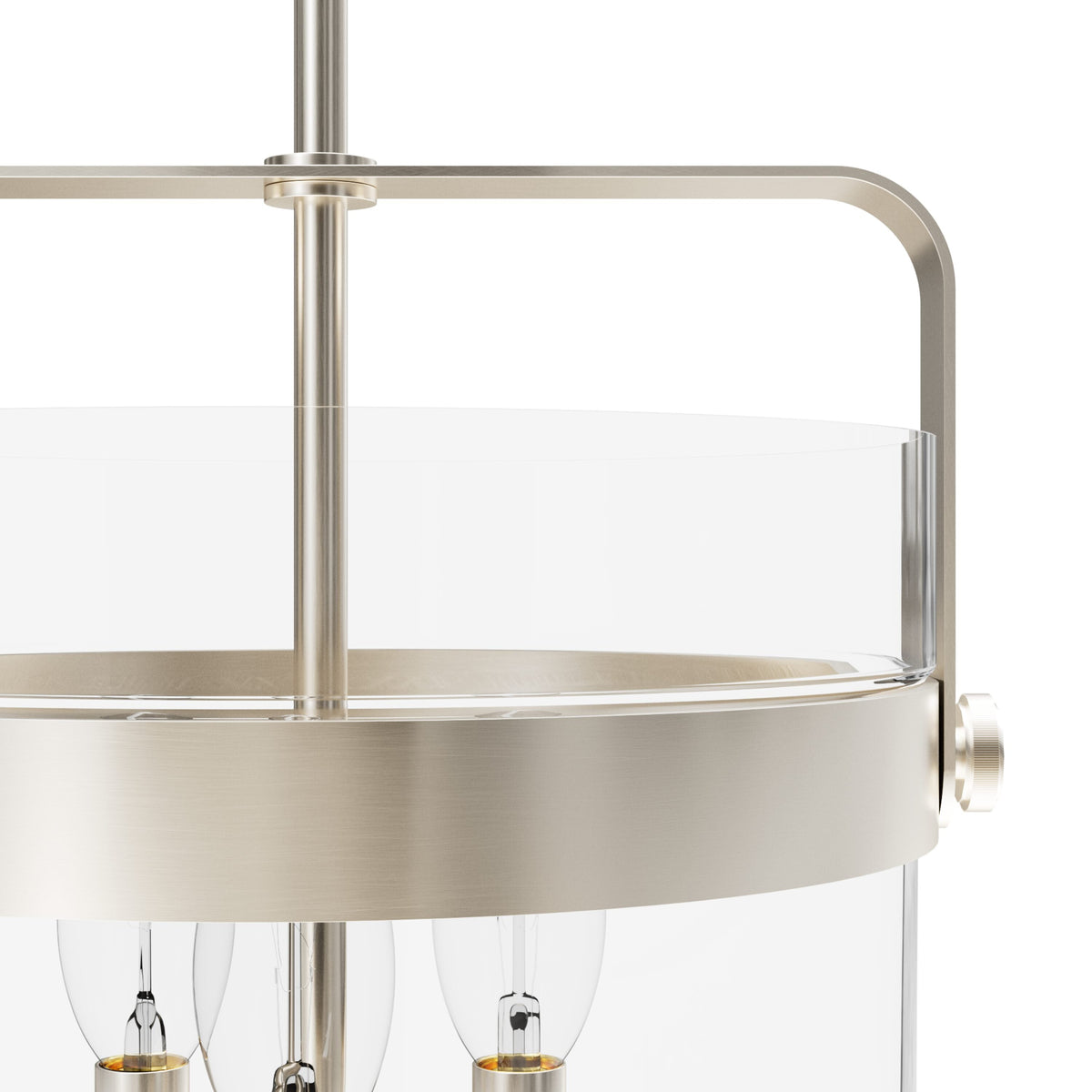 Hunter Karloff 3-Light Brushed Nickel Transitional Clear Glass Bell LED Medium Hanging Pendant Light