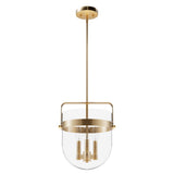 Hunter Karloff 3-Light Alturas Gold Transitional Clear Glass Bell LED Medium Hanging Pendant Light