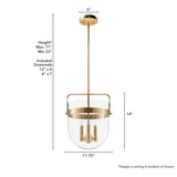 Hunter Karloff 3-Light Alturas Gold Transitional Clear Glass Bell LED Medium Hanging Pendant Light