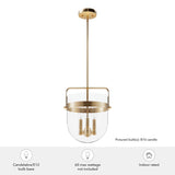Hunter Karloff 3-Light Alturas Gold Transitional Clear Glass Bell LED Medium Hanging Pendant Light