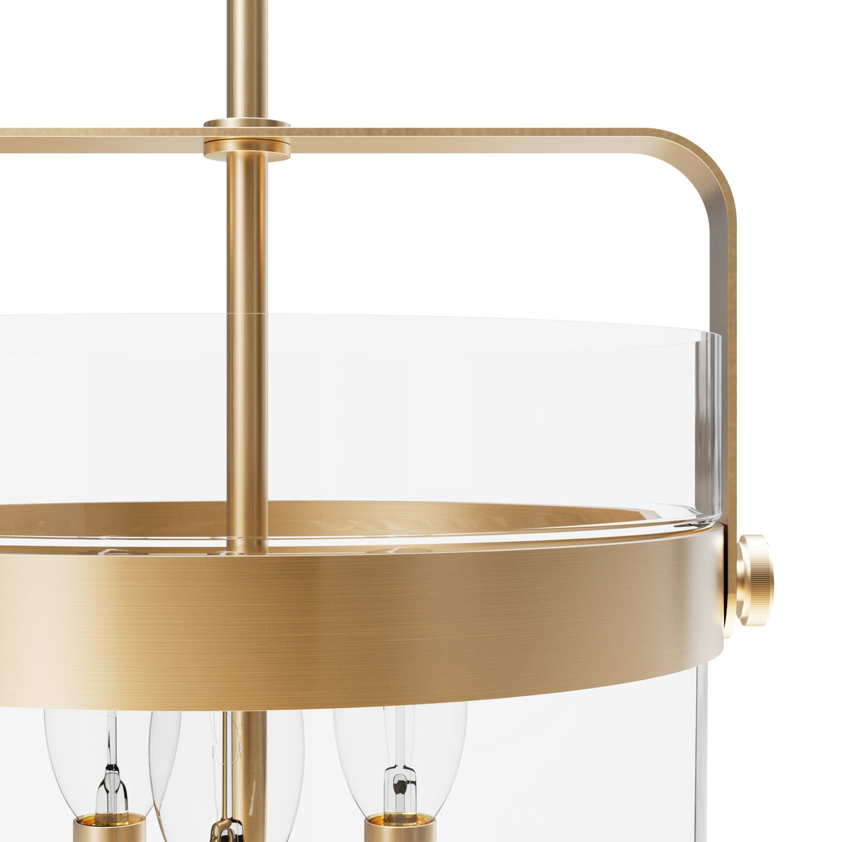 Hunter Karloff 3-Light Alturas Gold Transitional Clear Glass Bell LED Medium Hanging Pendant Light