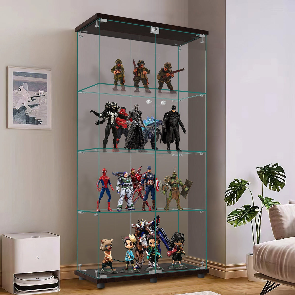 Contemporary/Modern Brown China Cabinet with Wine Storage