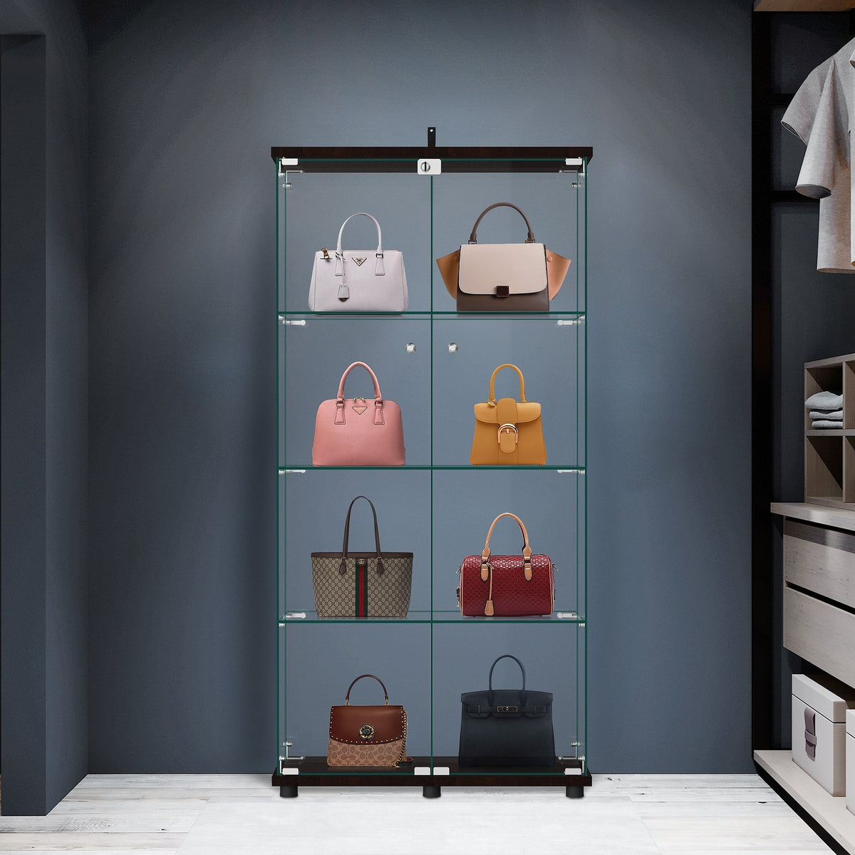 Contemporary/Modern Brown China Cabinet with Wine Storage
