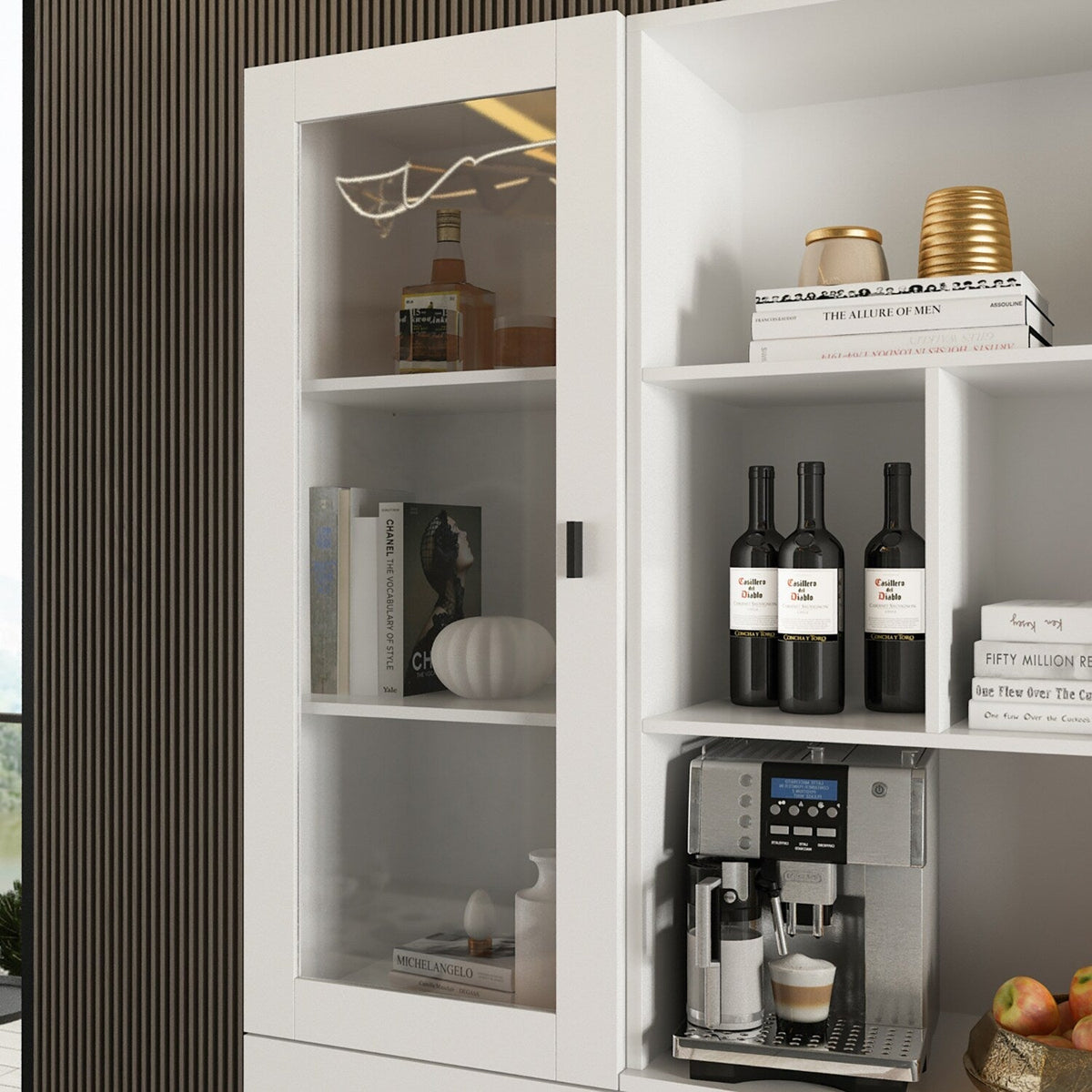 FUFU&GAGA 62.3-in W x 70.9-in H Mdf White Freestanding Utility Storage Cabinet