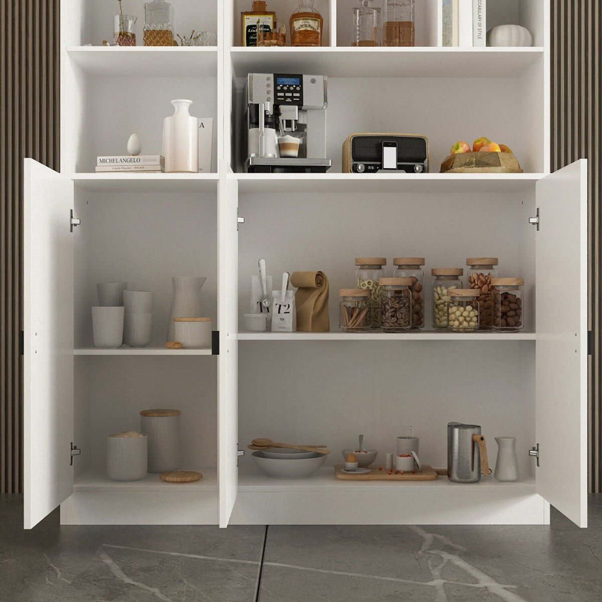 FUFU&GAGA 47.2-in W x 87.7-in H Mdf White Freestanding Utility Storage Cabinet