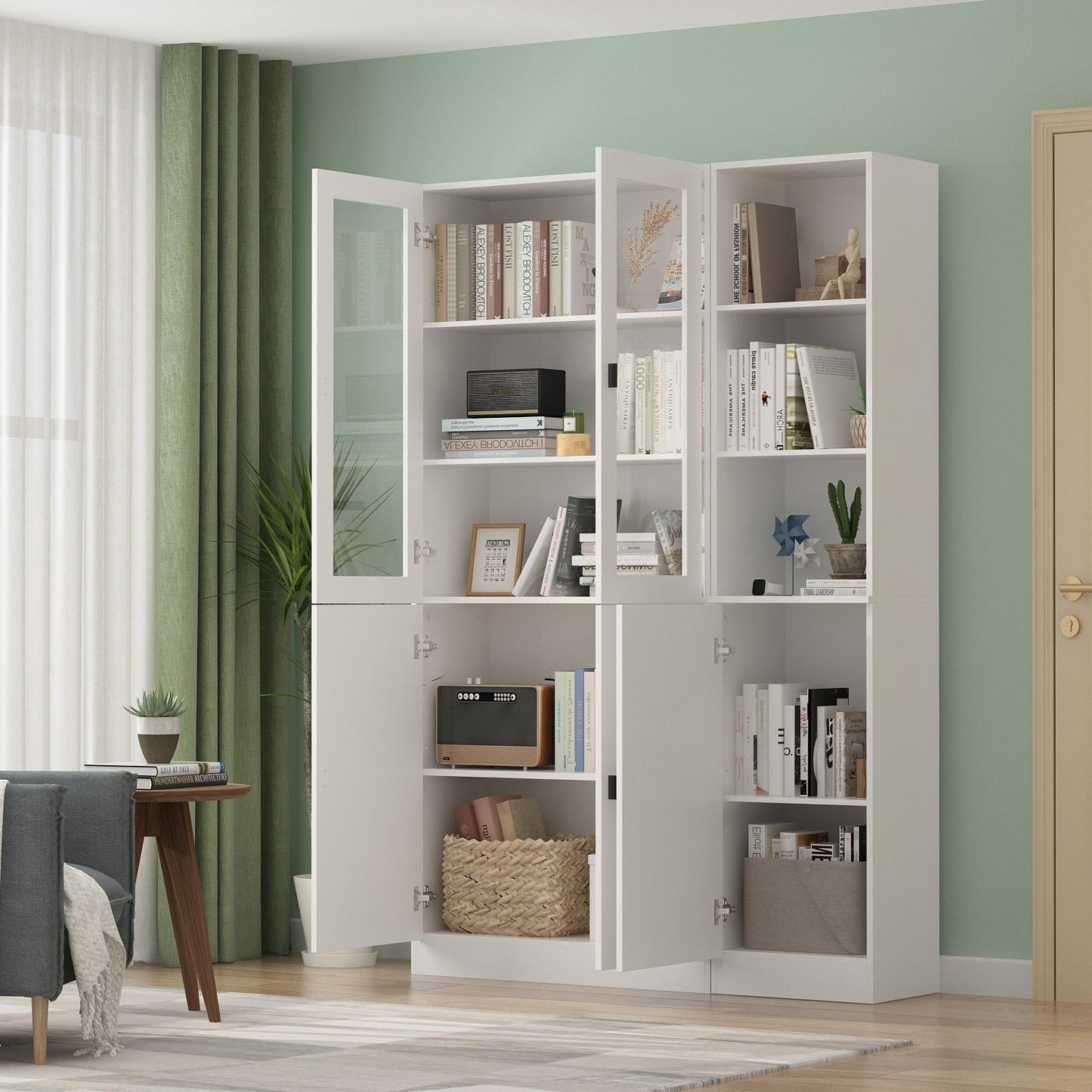 FUFU&GAGA 47.2-in W x 70.9-in H Mdf White Freestanding Utility Storage Cabinet