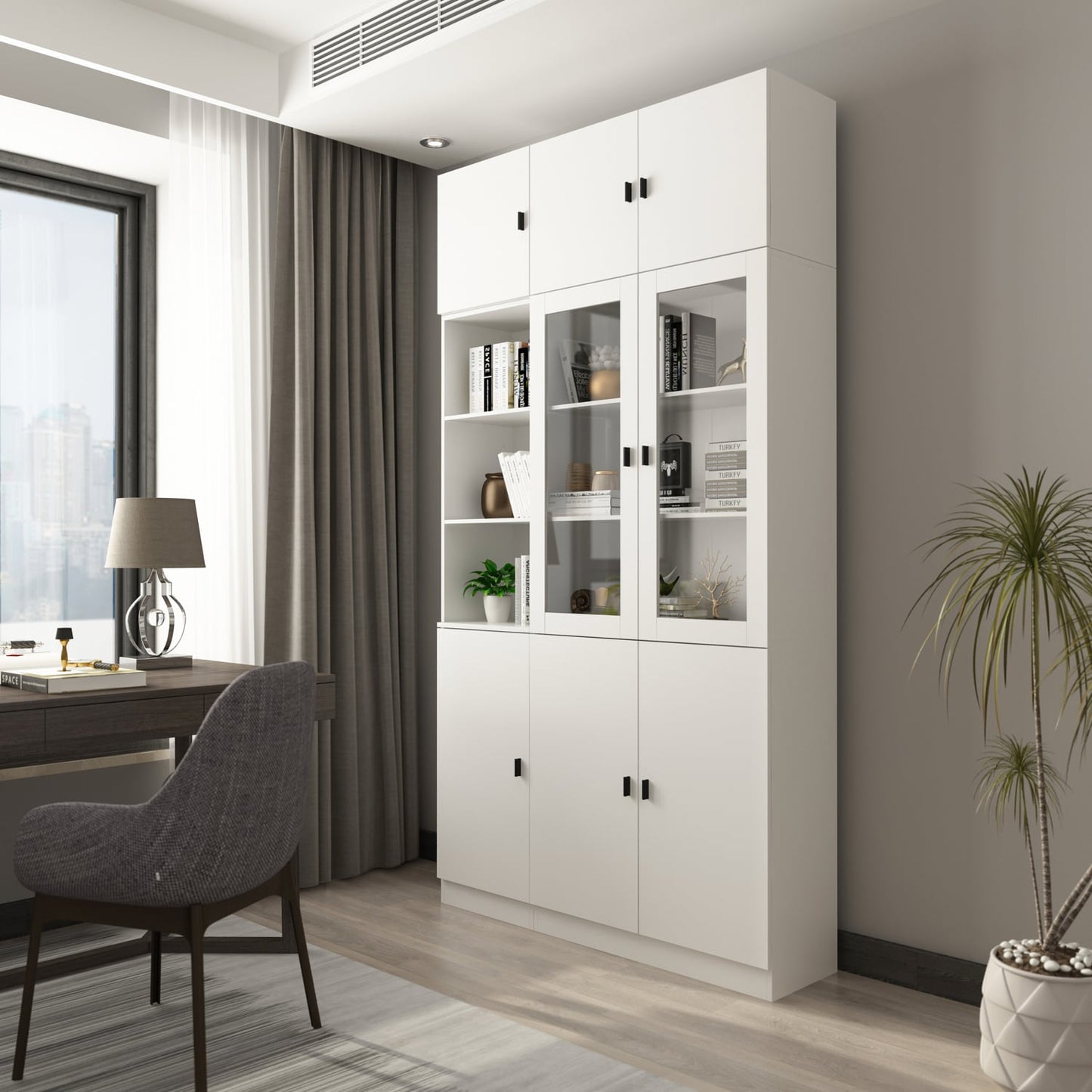 FUFU&GAGA 47.2-in W x 87.8-in H Mdf White Freestanding Utility Storage Cabinet