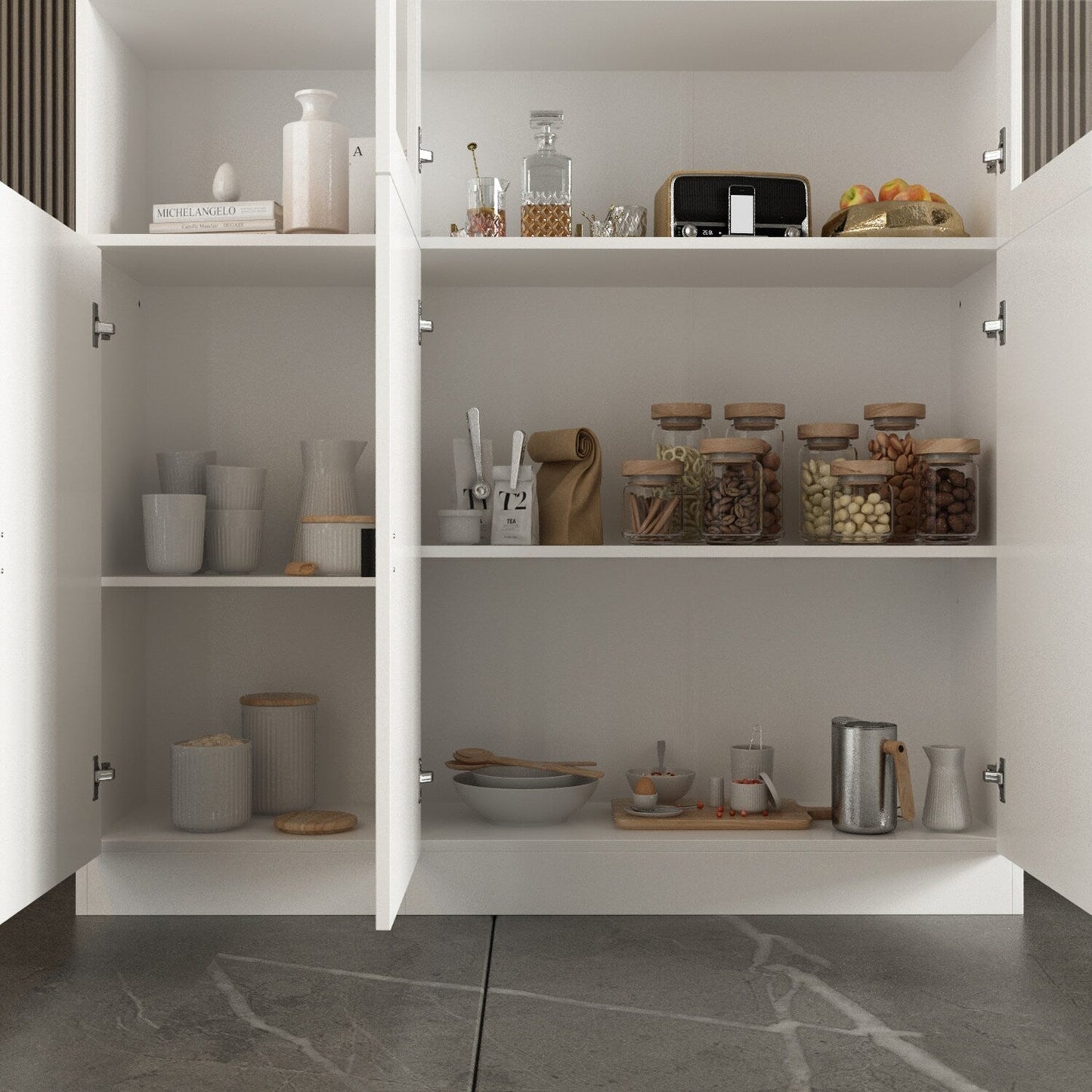 FUFU&GAGA 47.2-in W x 87.8-in H Mdf White Freestanding Utility Storage Cabinet
