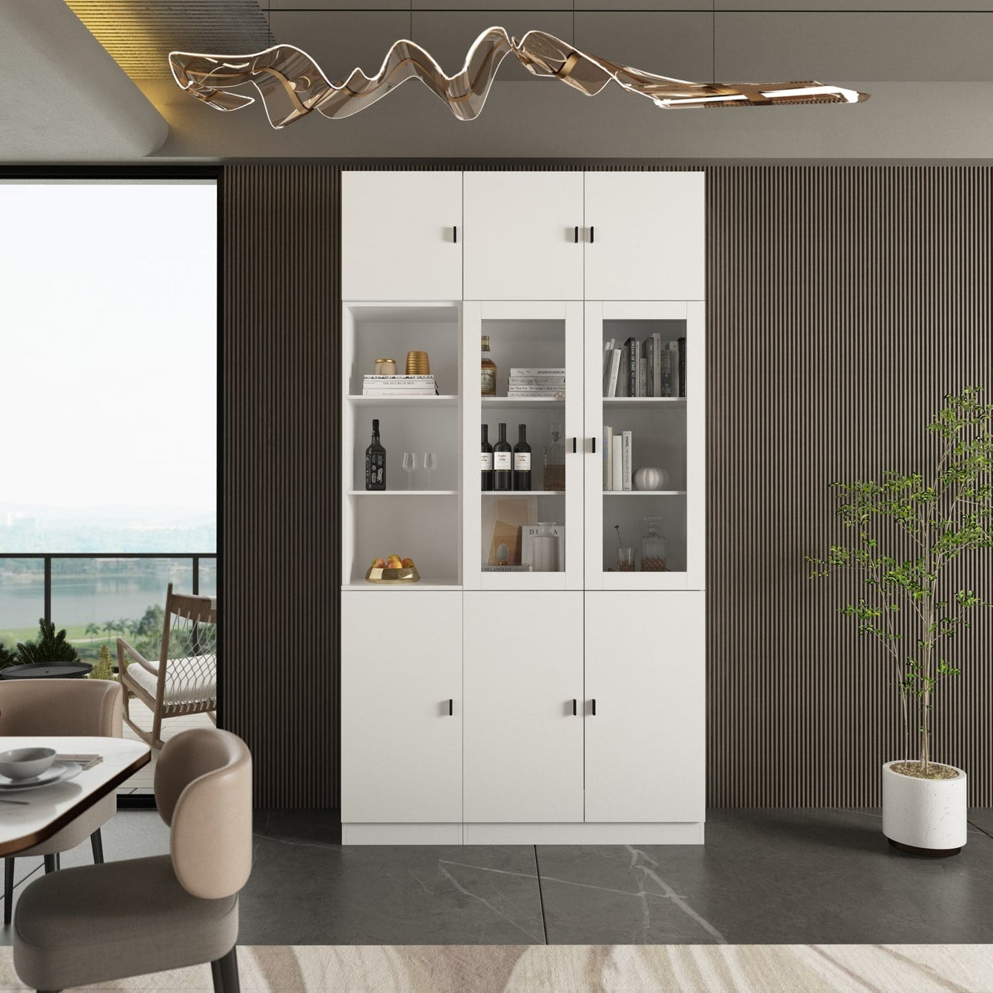 FUFU&GAGA 47.2-in W x 87.8-in H Mdf White Freestanding Utility Storage Cabinet