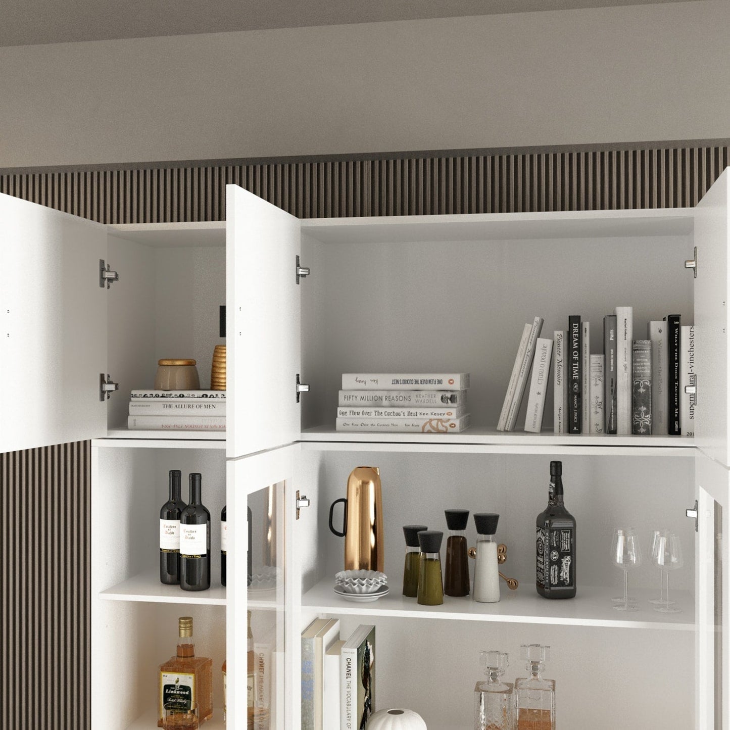 FUFU&GAGA 47.2-in W x 87.8-in H Mdf White Freestanding Utility Storage Cabinet