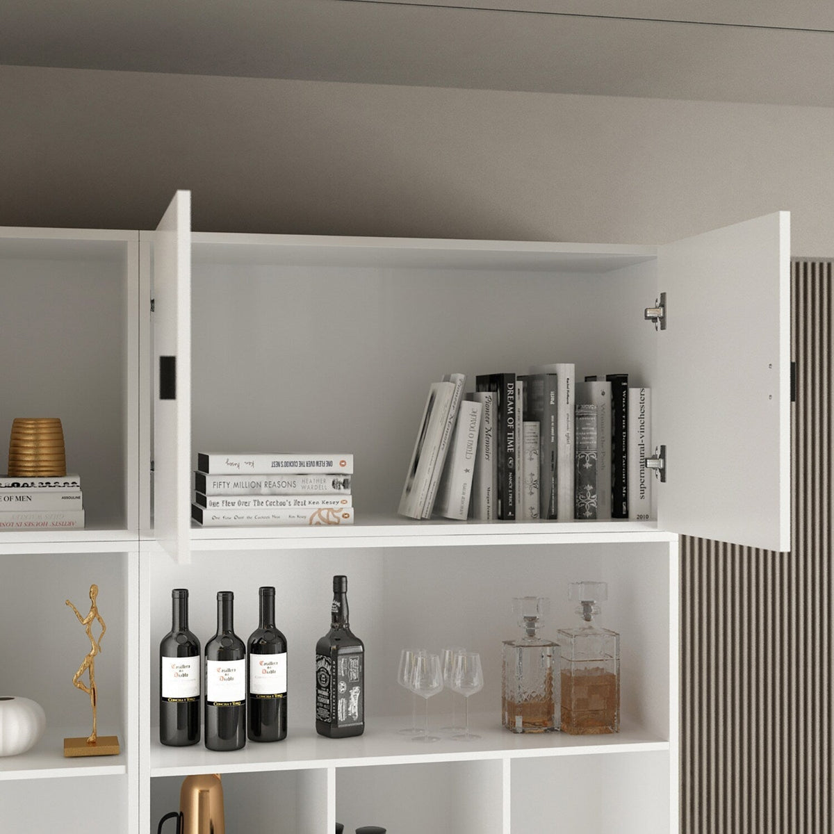 FUFU&GAGA 47.2-in W x 87.8-in H Mdf White Freestanding Utility Storage Cabinet