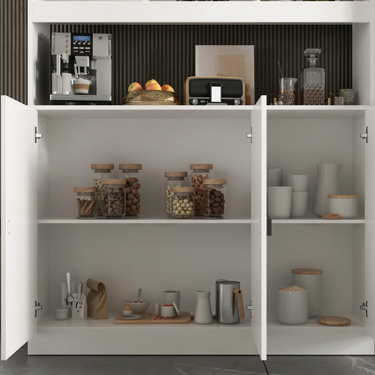 FUFU&GAGA 47.2-in W x 87.8-in H Mdf White Freestanding Utility Storage Cabinet