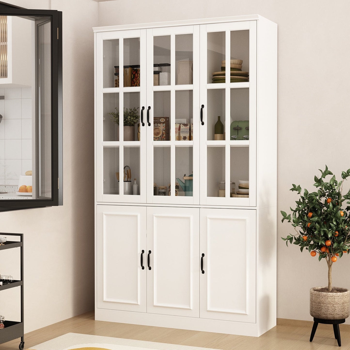 FUFU&GAGA 47.2-in W x 78.7-in H Mdf White Freestanding Utility Storage Cabinet