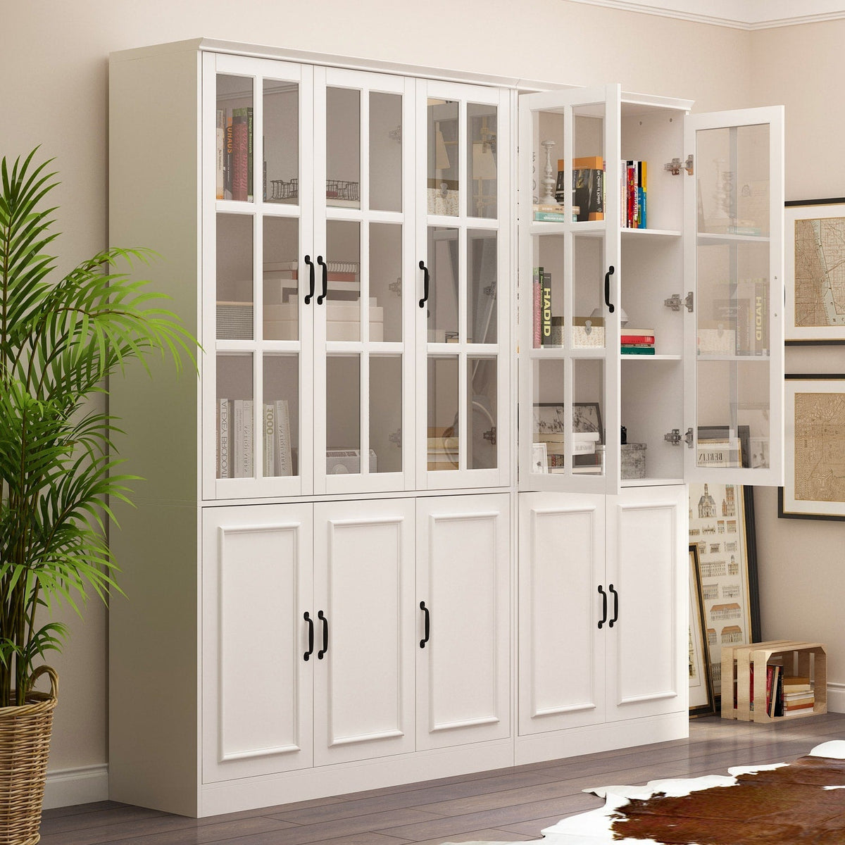 FUFU&GAGA 78.7-in W x 78.7-in H Mdf White Freestanding Utility Storage Cabinet