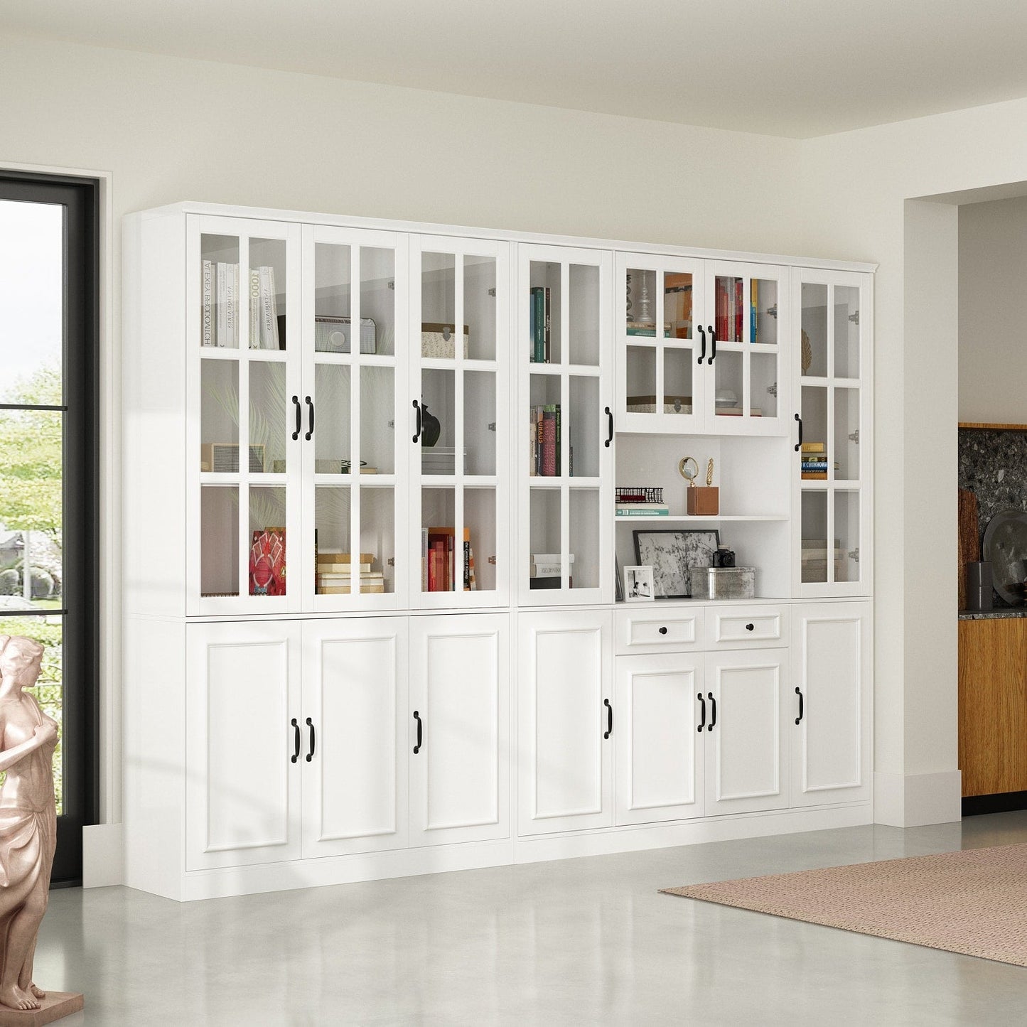 FUFU&GAGA 110.2-in W x 78.7-in H Mdf White Freestanding Utility Storage Cabinet