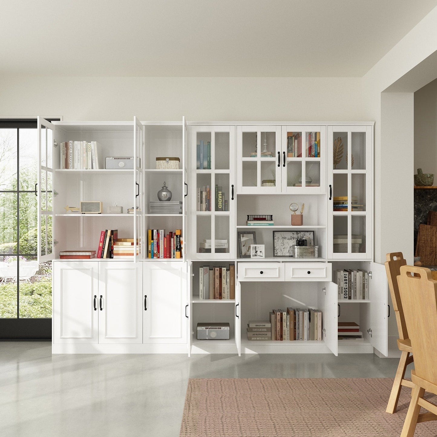 FUFU&GAGA 110.2-in W x 78.7-in H Mdf White Freestanding Utility Storage Cabinet
