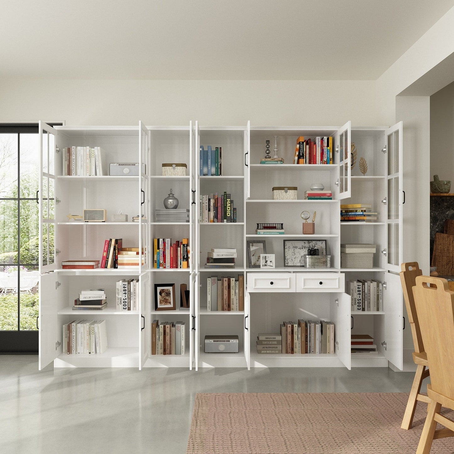 FUFU&GAGA 110.2-in W x 78.7-in H Mdf White Freestanding Utility Storage Cabinet