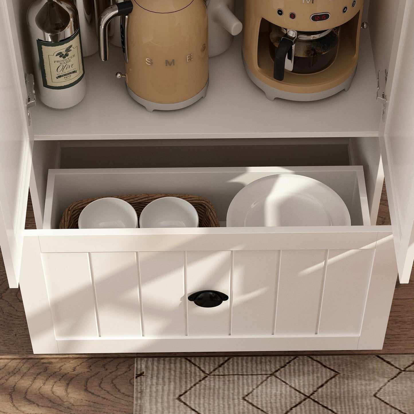 FUFU&GAGA 27.6-in W x 70.9-in H Wood Composite White Freestanding Utility Storage Cabinet