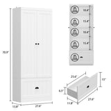 FUFU&GAGA 27.6-in W x 70.9-in H Wood Composite White Freestanding Utility Storage Cabinet