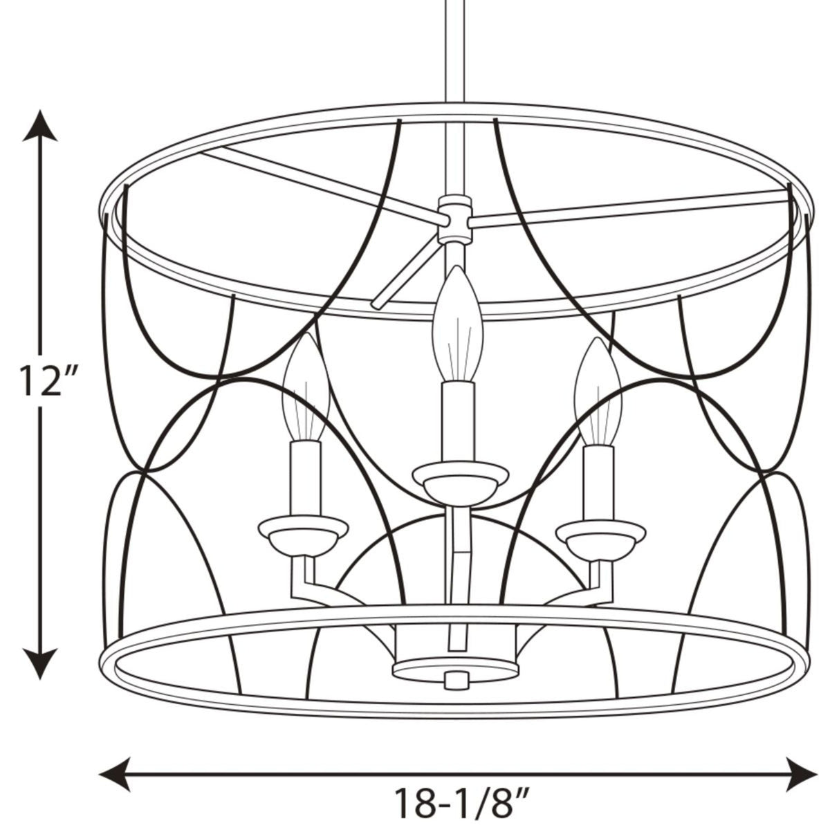 Progress Lighting Landree 3-Light Gray Traditional Chandelier