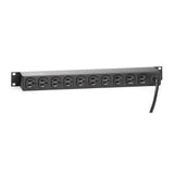 15 Amp NEMA 5-15P Straight Blade Plug 12 Receptacles 7 ft. Cord Horizontal Rack Mount Power Distribution Unit, Black - Super Arbor
