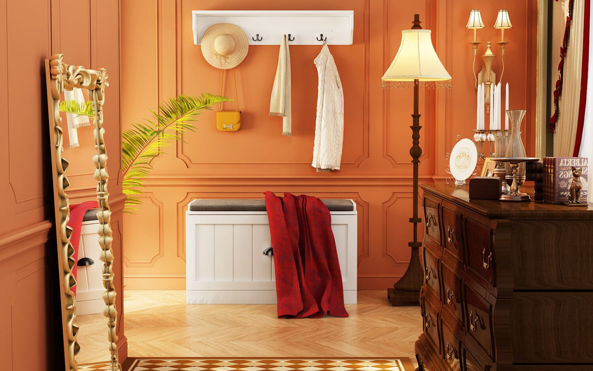 FUFU&GAGA Coat Rack Shoe Bench Set Hall Tree with Shoe Bench