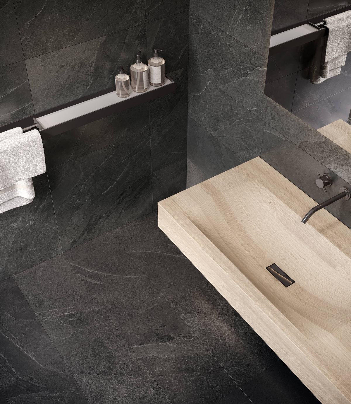 Satori Gios Graphite 12-in x 24-in Matte Porcelain Stone Look Floor and Wall Tile (1.93-sq. ft/ Piece)