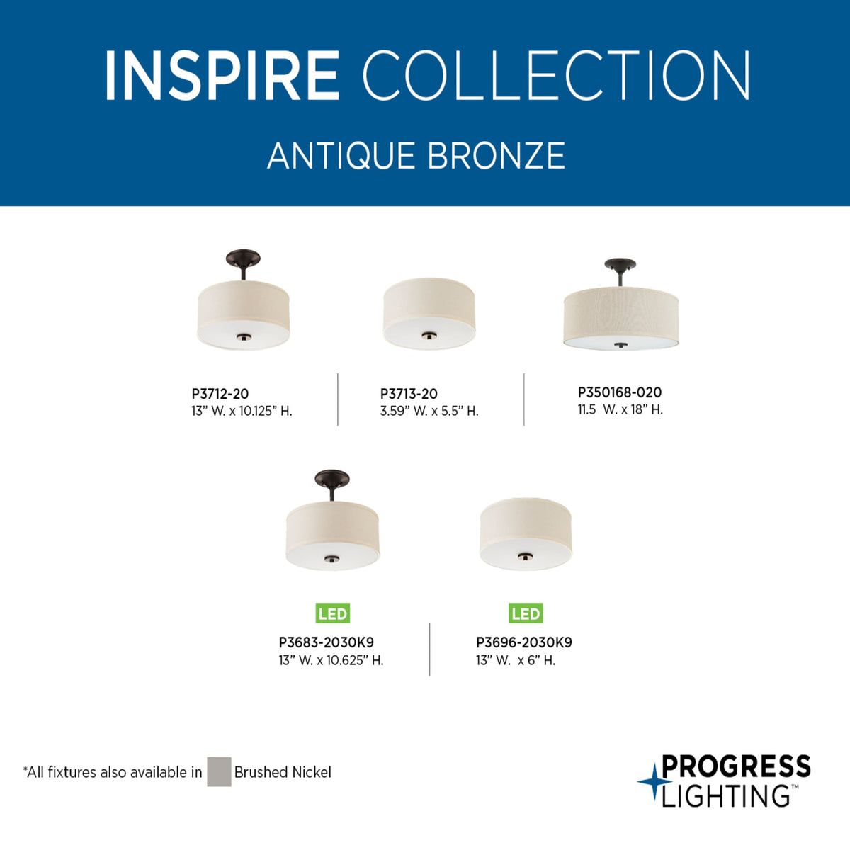 Progress Lighting Inspire 9-Light Brushed Nickel Transitional Chandelier