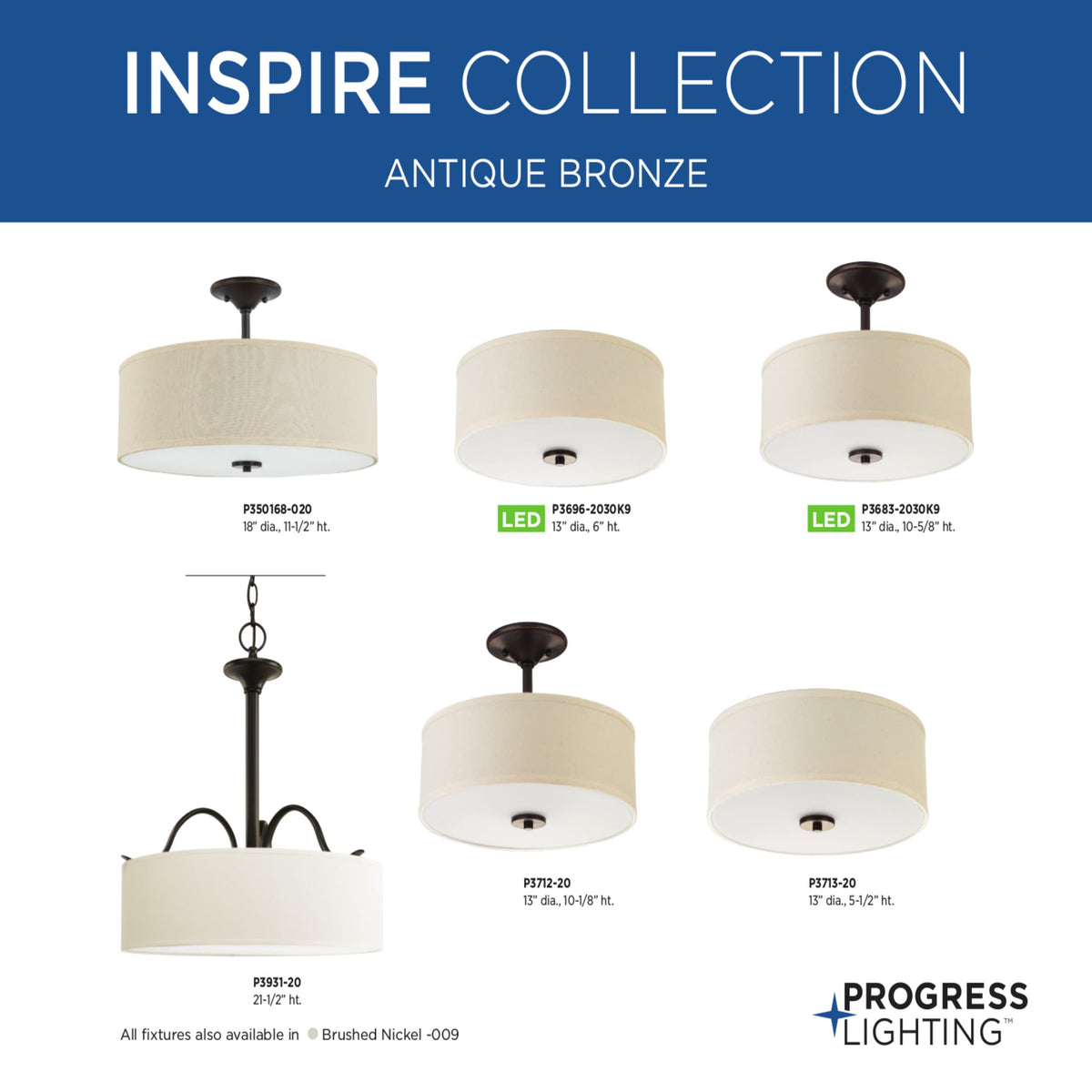 Progress Lighting Inspire 5-Light Antique Bronze Transitional Chandelier