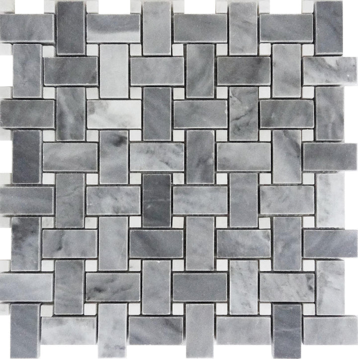 Apollo Tile (Sample) Indigo Porpoise Gray 4-in x 4-in Polished Marble Basketweave Marble Look Floor and Wall Tile