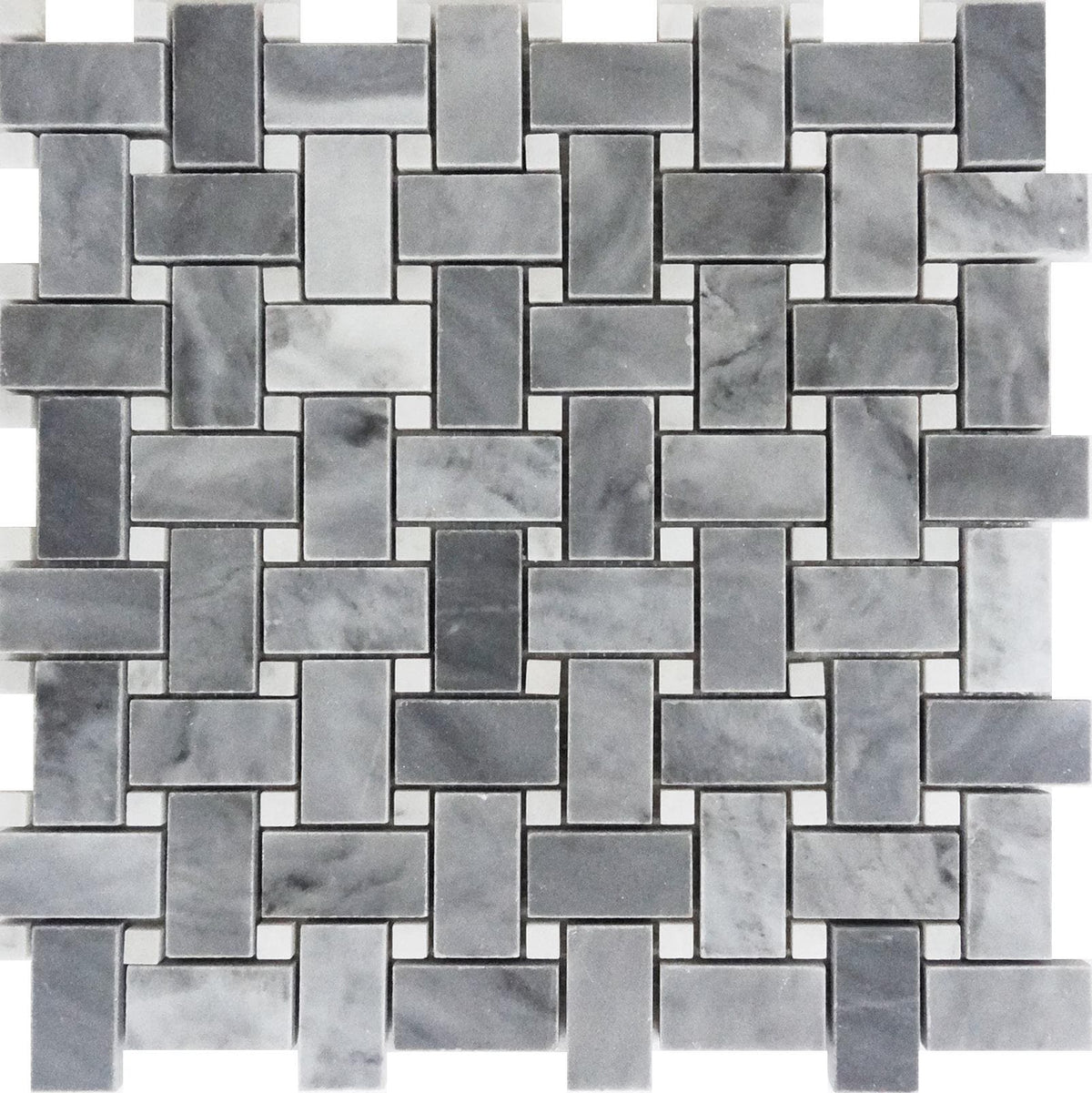 Apollo Tile (Sample) Indigo Porpoise Gray 4-in x 4-in Polished Marble Basketweave Marble Look Floor and Wall Tile