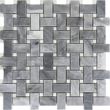 Apollo Tile (Sample) Indigo Porpoise Gray 4-in x 4-in Polished Marble Basketweave Marble Look Floor and Wall Tile
