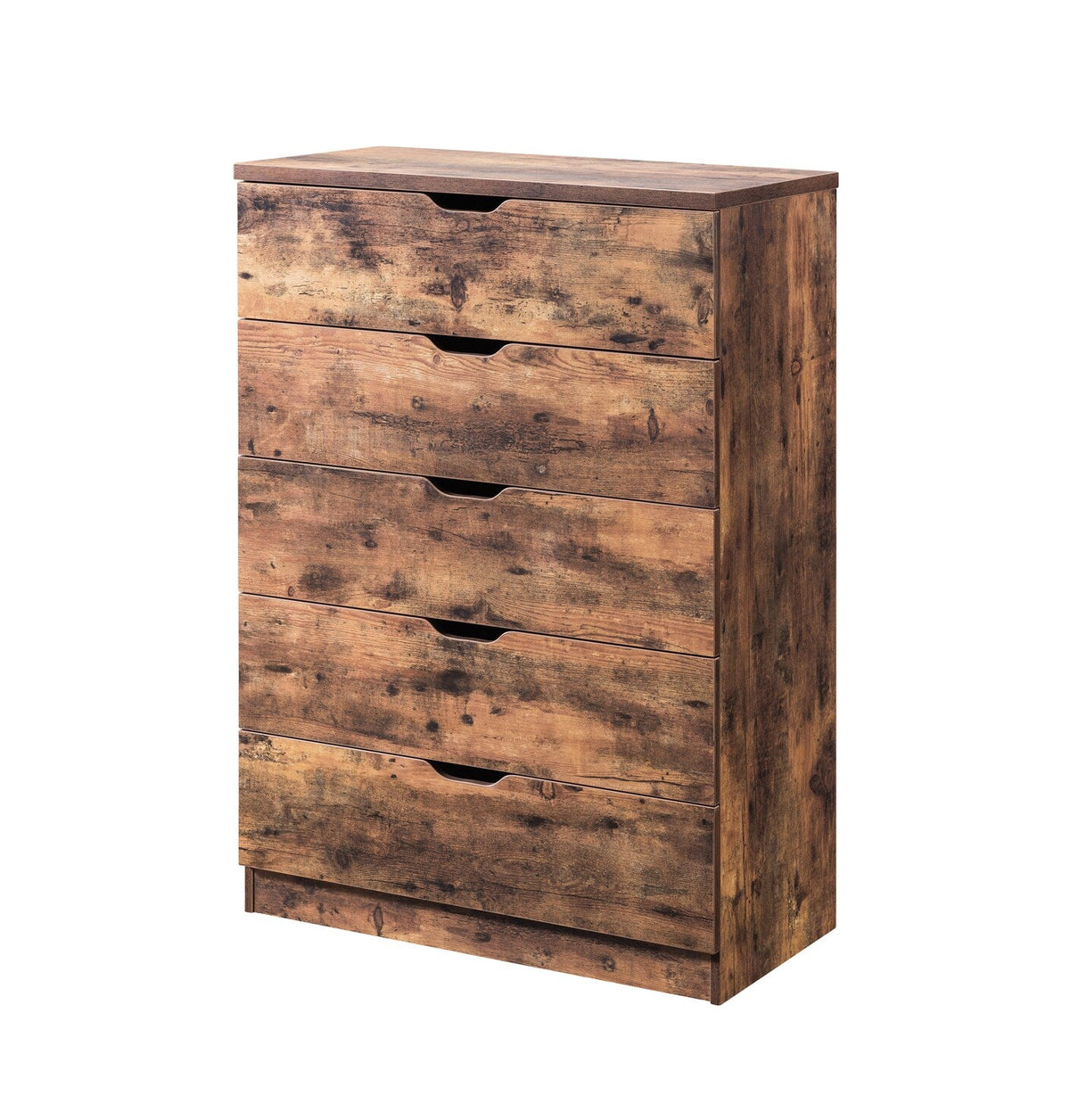 Benzara Contemporary Metal and Wood Utility Chest with 5 Spacious Drawers, Brown