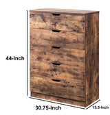 Benzara Contemporary Metal and Wood Utility Chest with 5 Spacious Drawers, Brown