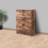 Benzara Contemporary Metal and Wood Utility Chest with 5 Spacious Drawers, Brown