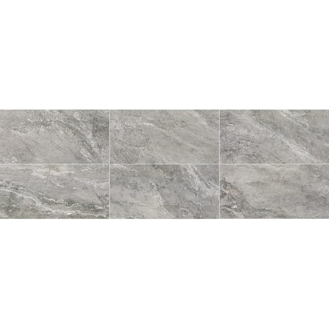 allen + roth Meno Mosso Gray 12-in x 24-in Matte Porcelain Stone Look Floor and Wall Tile (1.89-sq. ft/ Piece)