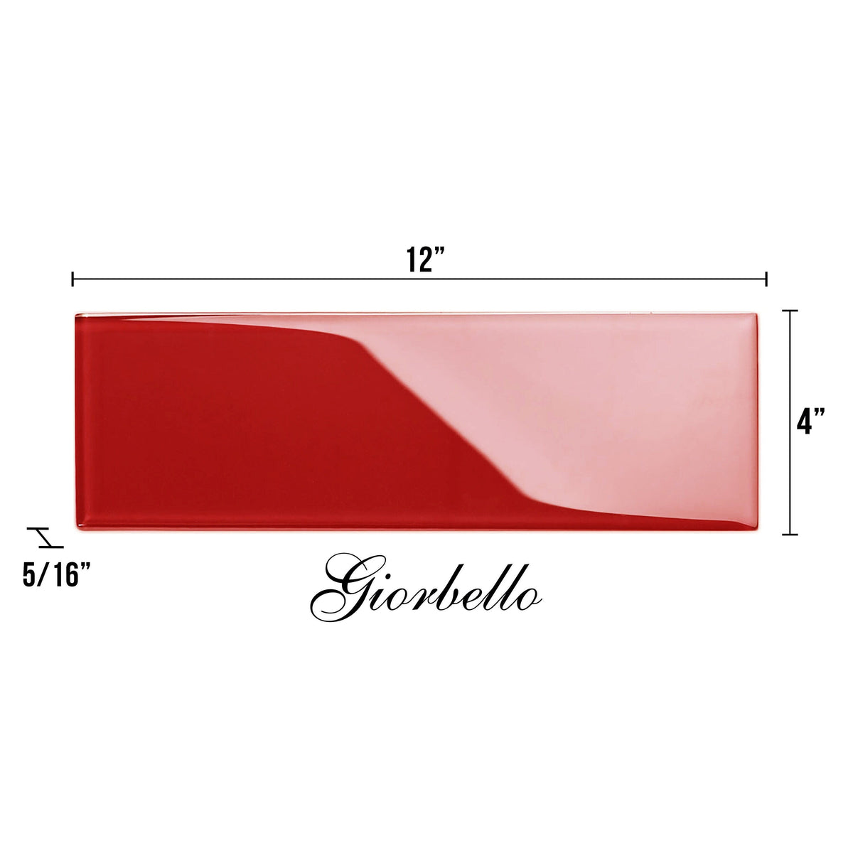 Giorbello Classic Premium Glass Subway Ruby Red 4-in x 12-in Glossy Glass Subway Wall Tile (5-sq. ft/ Carton)