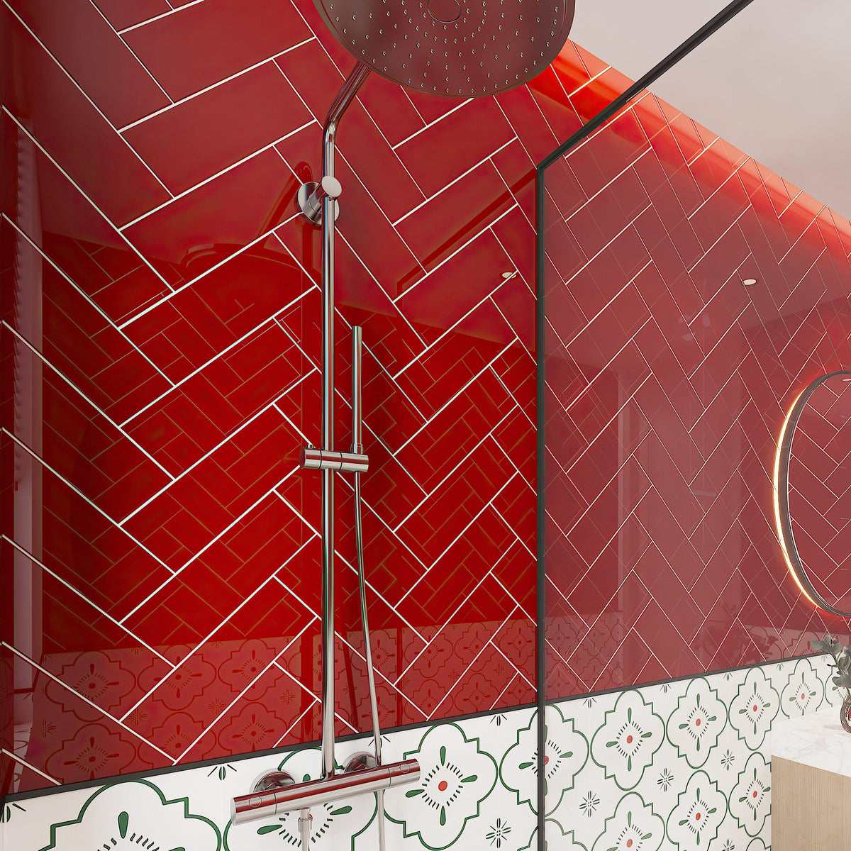 Giorbello Ruby Red 3-in x 9-in Glossy Glass Subway Wall Tile (5-sq. ft/ Carton)