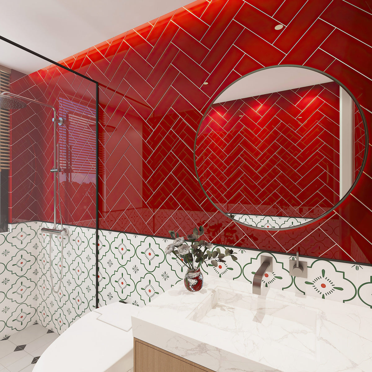 Giorbello Ruby Red 3-in x 9-in Glossy Glass Subway Wall Tile (5-sq. ft/ Carton)