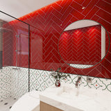 Giorbello Ruby Red 3-in x 9-in Glossy Glass Subway Wall Tile (5-sq. ft/ Carton)