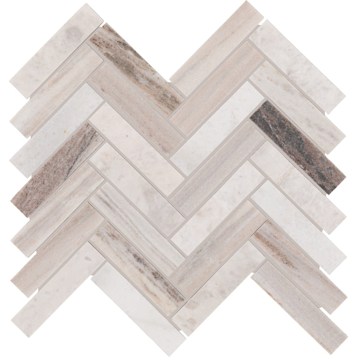 Daltile Genuine Stone Dapper White 11-in x 12-in Honed Natural stone Marble Herringbone Mosaic Floor and Wall Tile product image