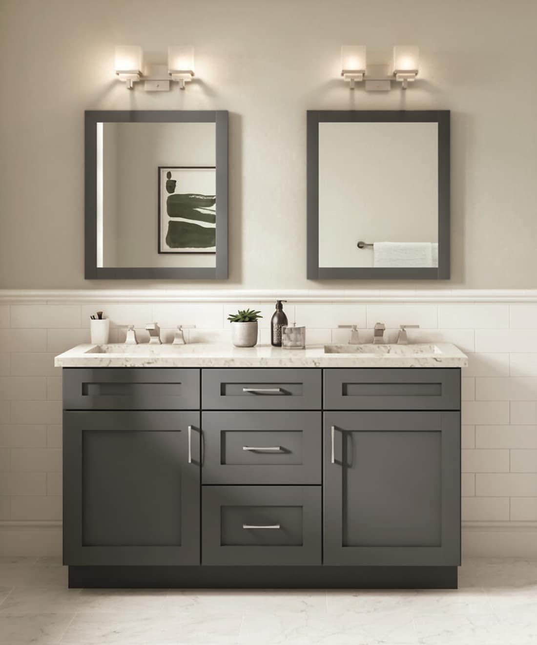 Diamond Express Jamestown 12-in W x 34.5-in H x 21-in D Moonstone Gray 3-Drawer Wood Wall-mount Cabinet Banks