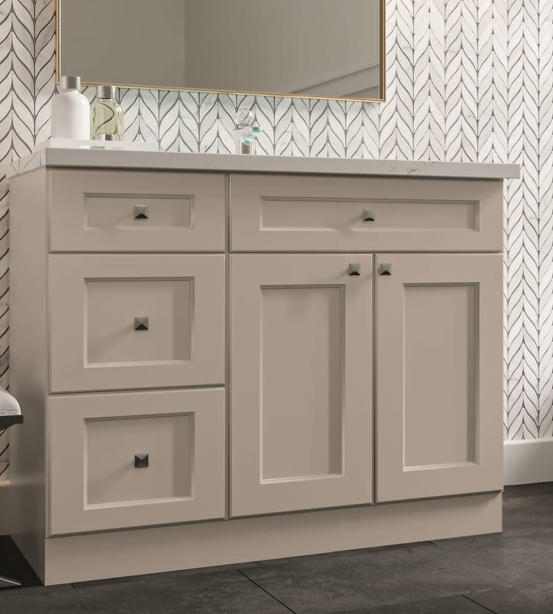 Diamond Express Jamestown 12-in W x 34.5-in H x 21-in D Cloud Gray 3-Drawer Wood Wall-mount Cabinet Banks