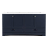 Diamond NOW Cassidy 60-in Deep Blue Double Sink Bathroom Vanity with White Cultured Marble Top