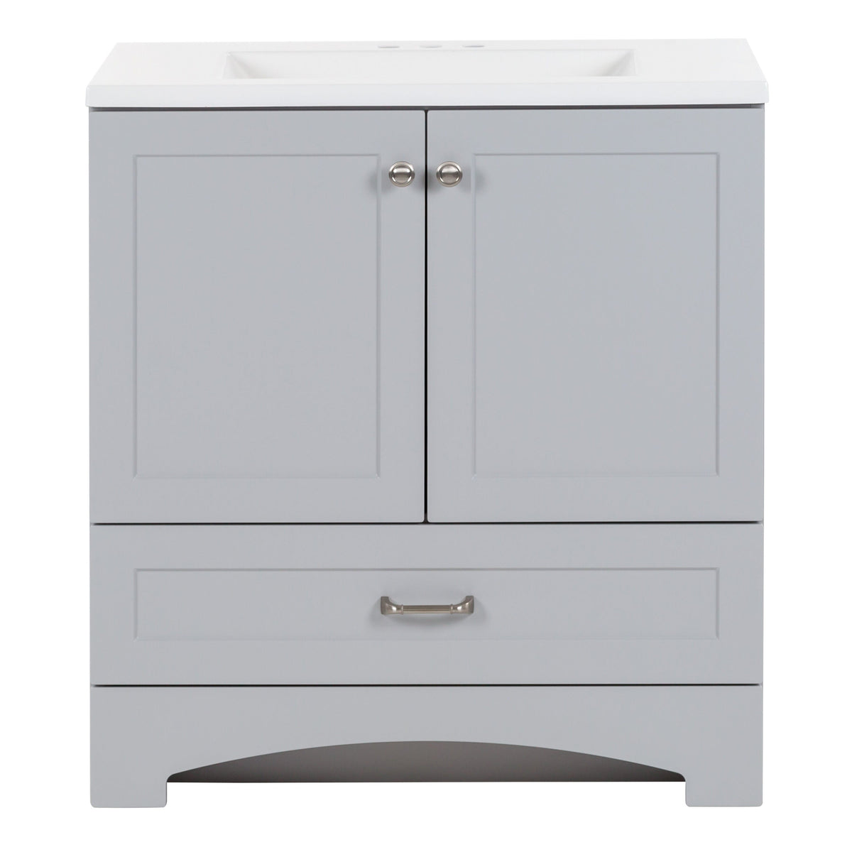 Diamond NOW Cassidy 30-in Pearl Gray Single Sink Bathroom Vanity with White Cultured Marble Top