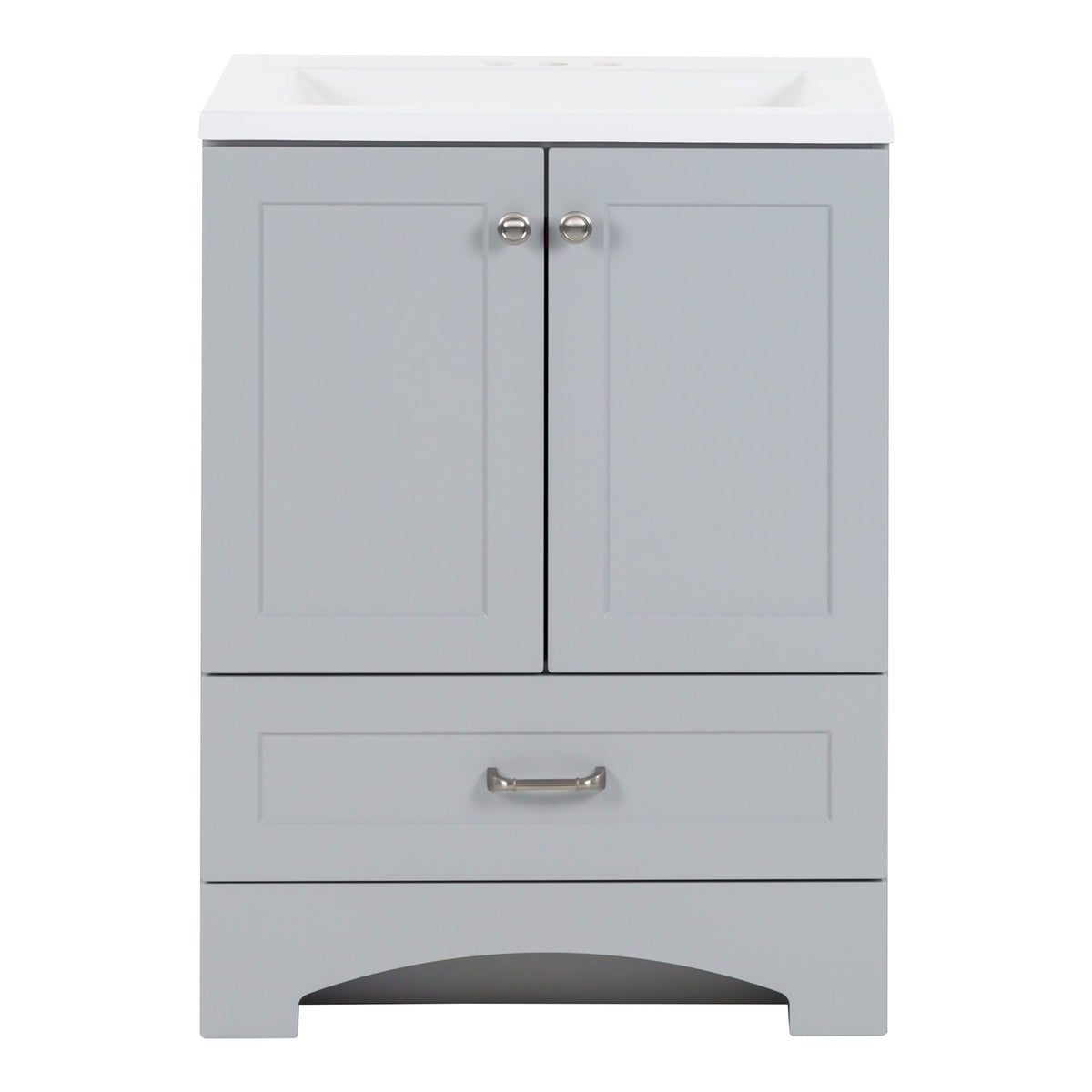 Diamond NOW Cassidy 24.5-in Pearl Gray Single-Sink Bathroom Vanity with White Cultured Marble Top
