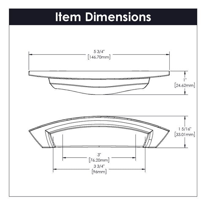 Hickory Hardware Velocity 3-in or 3-3/4-in (96mm) Center to Center Polished Nickel Arch Cup Drawer Pull